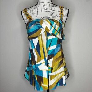 y2k silk geometric tank